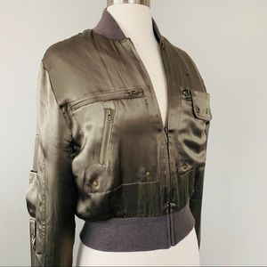 3/$12 ~ Voice Green Satin Bomber Jacket